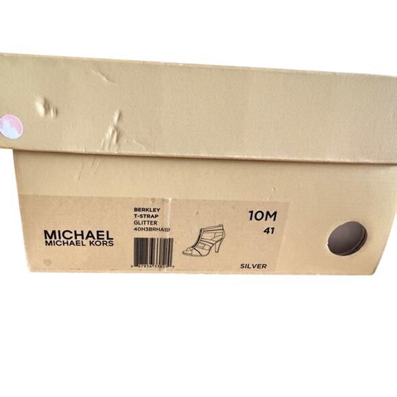 Michael Michael Kors Berkley T-Strap Glitter Heels Women’s Size 10M Silver - Picture 8 of 8